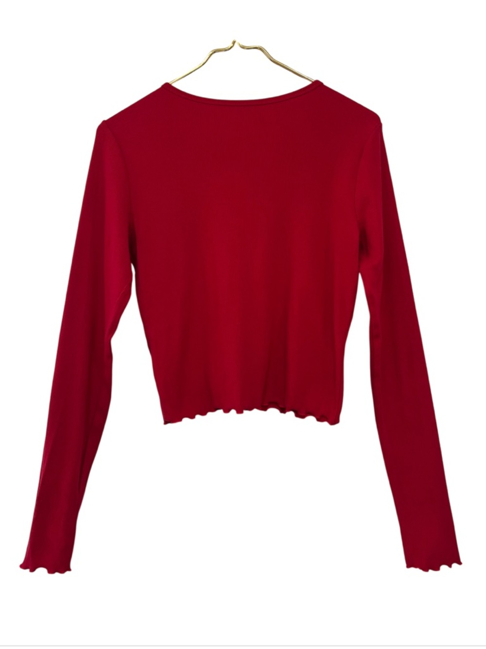 Hollister Dragon Embroidered Ribbed Cropped Long Sleeve Top - Picture 3 of 7